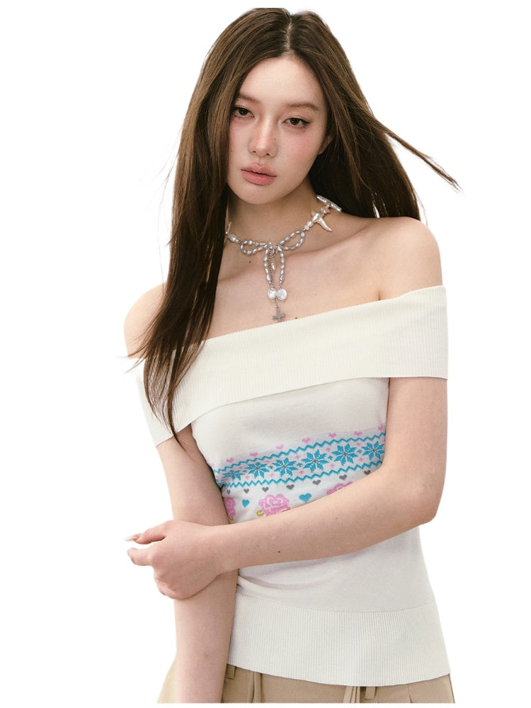 Floral Lace Off-Shoulder Vest - CHINASQUAD