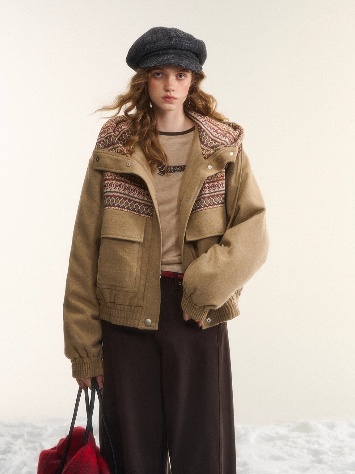 Wool-Blend Hooded Down Jacket