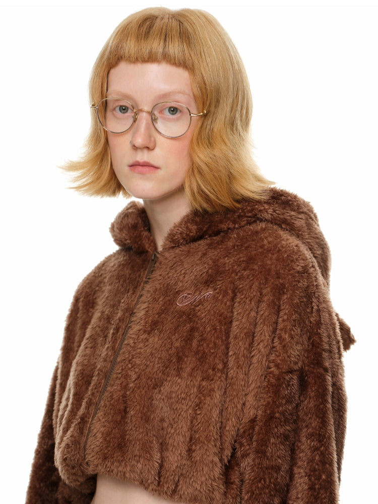 White & Brown Cat-Ear Hoodie Set - CHINASQUAD