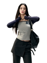 Letter Print Off-Shoulder Slim Fit T-shirt - CHINASQUAD