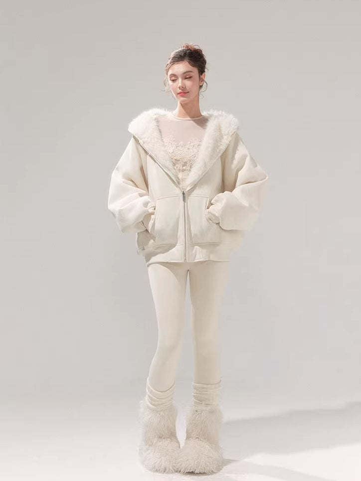 Hooded Fleece Jacket & Plush Sweatpants Set