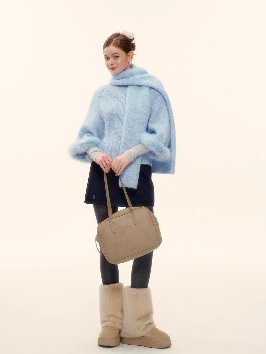 Wool-Blend Cable-Knit Batwing Scarf Sweater