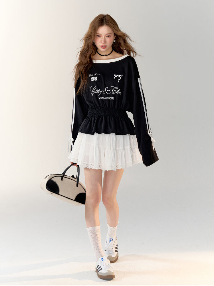 American Sporty Bow Tie Long Sleeve T-shirt - CHINASQUAD