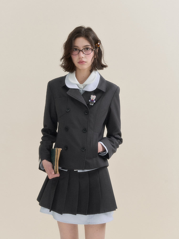 Stylish Academy Double-Breasted Blazer - CHINASQUAD