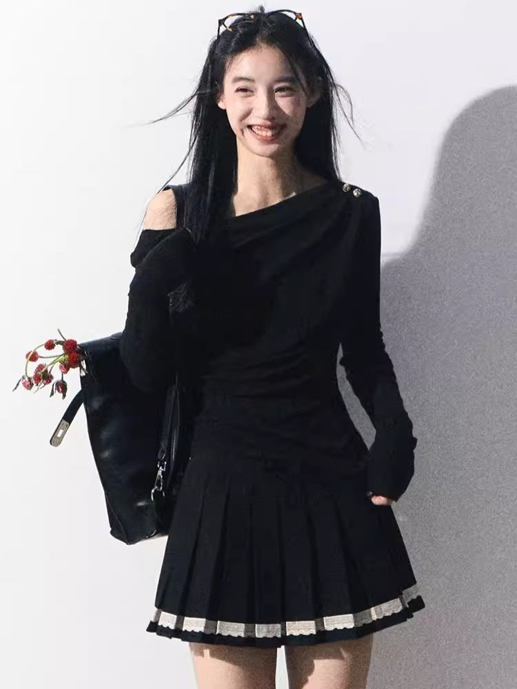 One-Shoulder Waist-Defining Knit Base Layer