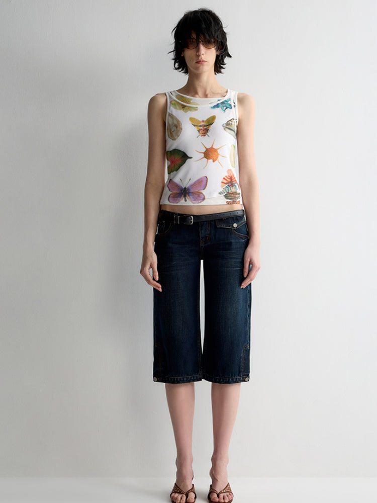 Lyocell Fun Print Short Sleeveless Tank Top
