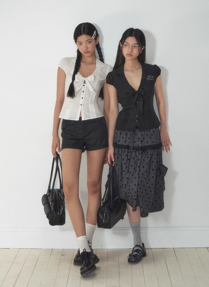 Bow - Accentuated Waist - Slimming Shirt Top - CHINASQUAD