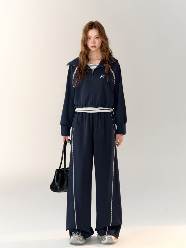 Two-Piece Embroidered Cropped Hoodie - CHINASQUAD
