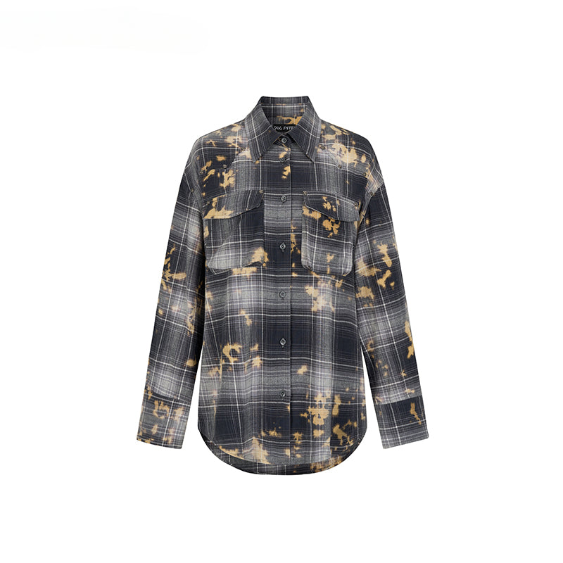 Washed Vintage Rose Beaded Shirt Jacket - CHINASQUAD