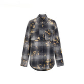 Washed Vintage Rose Beaded Shirt Jacket - CHINASQUAD