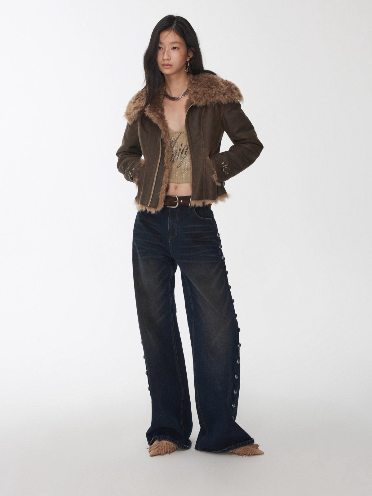 Riveted Vintage Washed Straight-Leg Jeans - CHINASQUAD