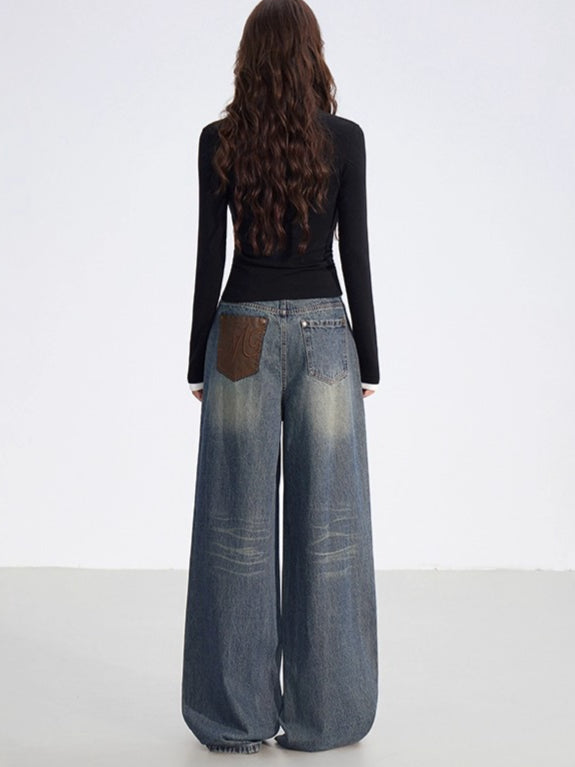 Dual-Layer Letter Embellished Slim-Fit T-Shirt