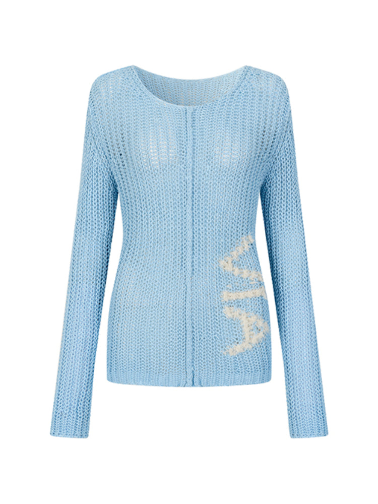 Hollow Knit Letter Sweater - CHINASQUAD