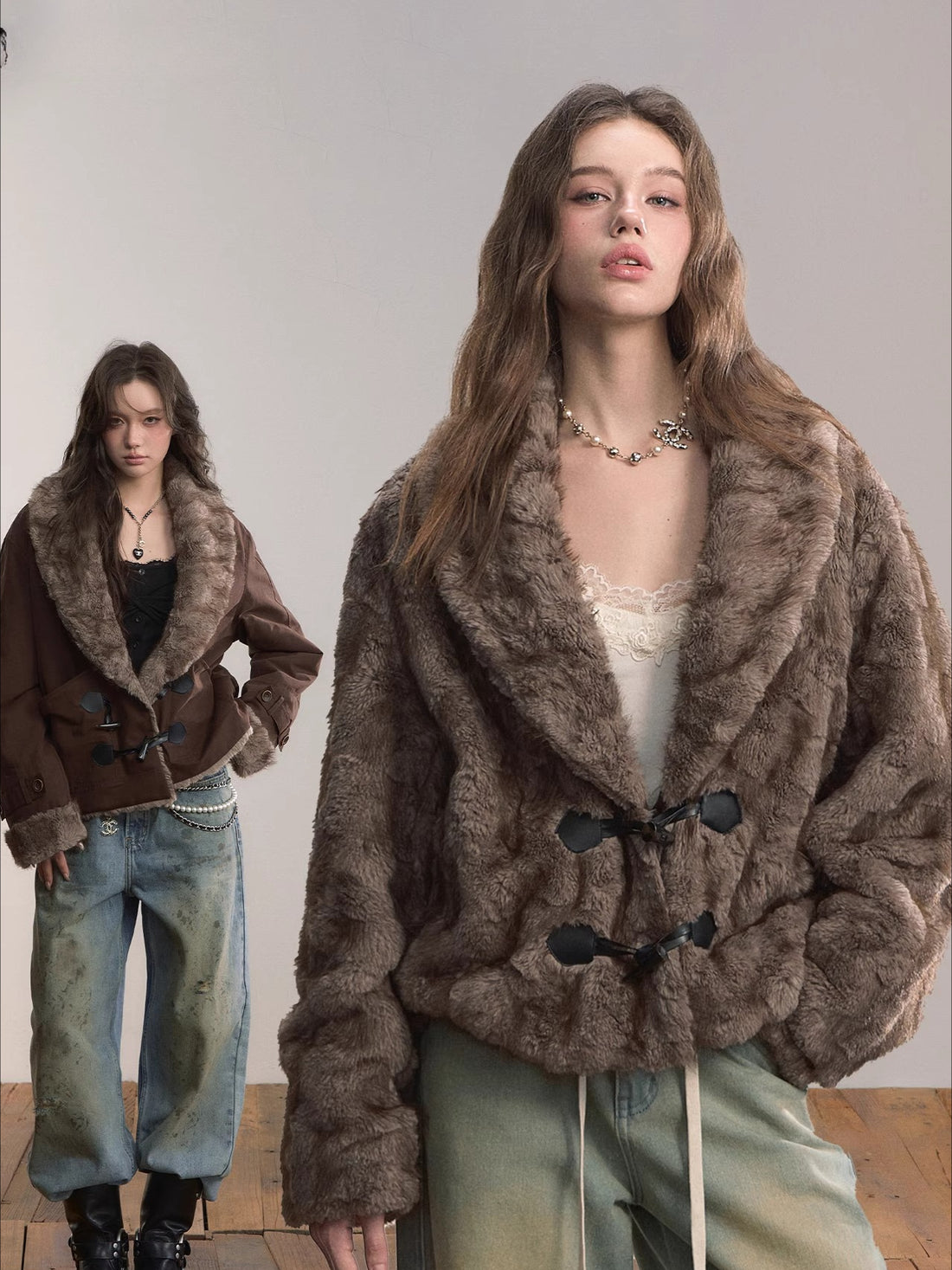 Reversible Faux Fur Toggle Jacket