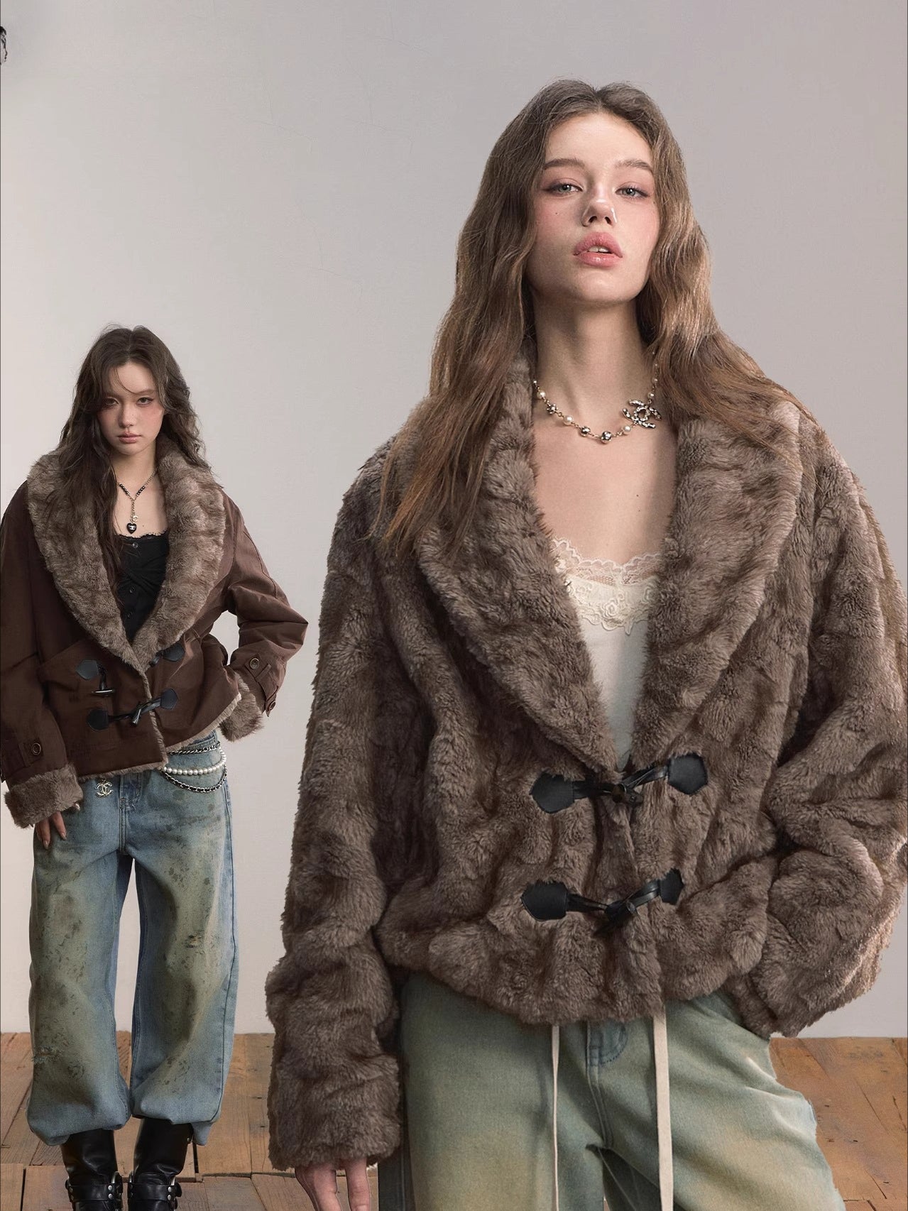 Reversible Faux Fur Toggle Jacket