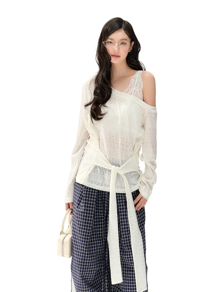 White Lace Off-Shoulder Top - CHINASQUAD