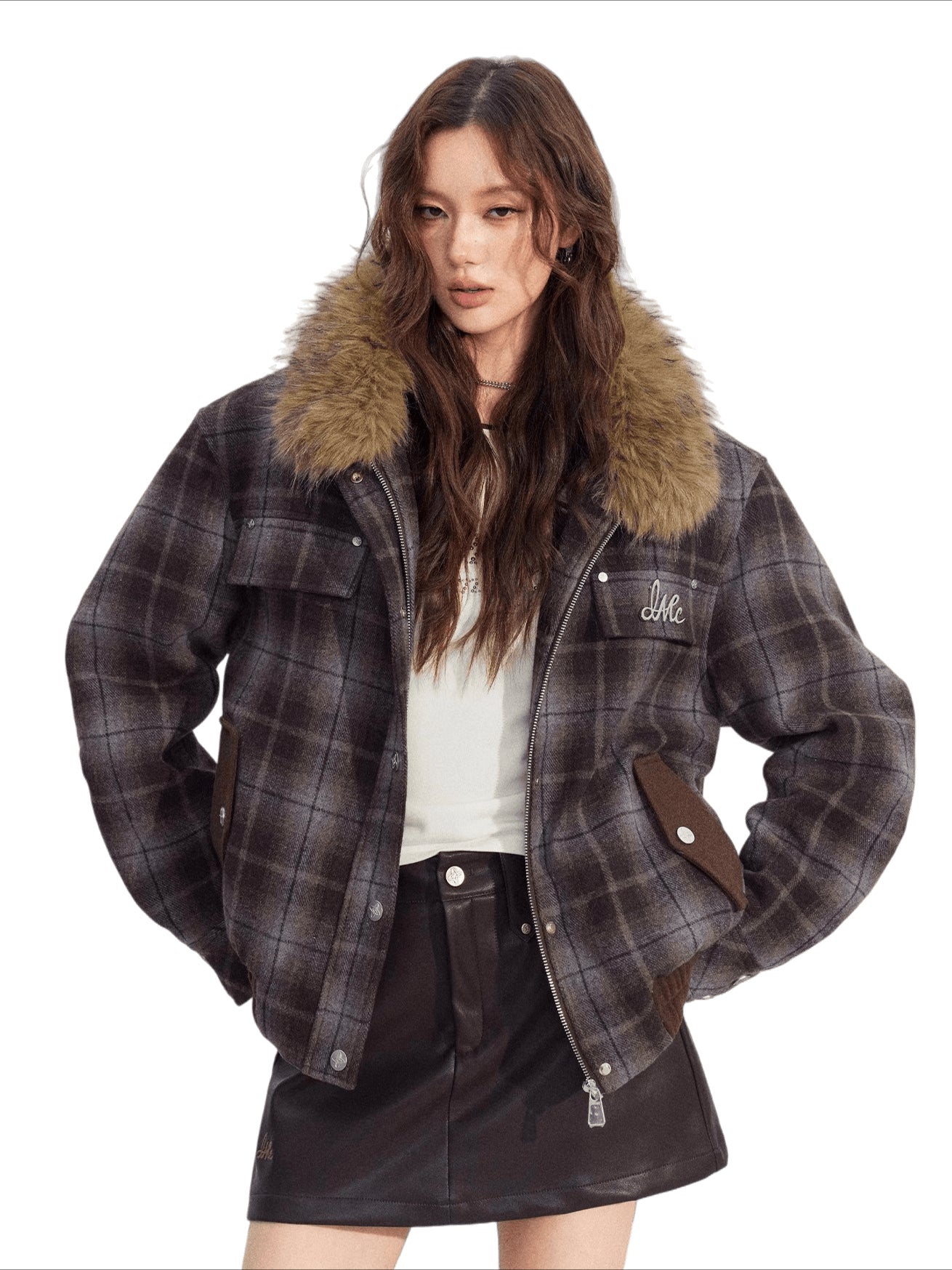Melange Wool-Blend Quilted Plaid Jacket