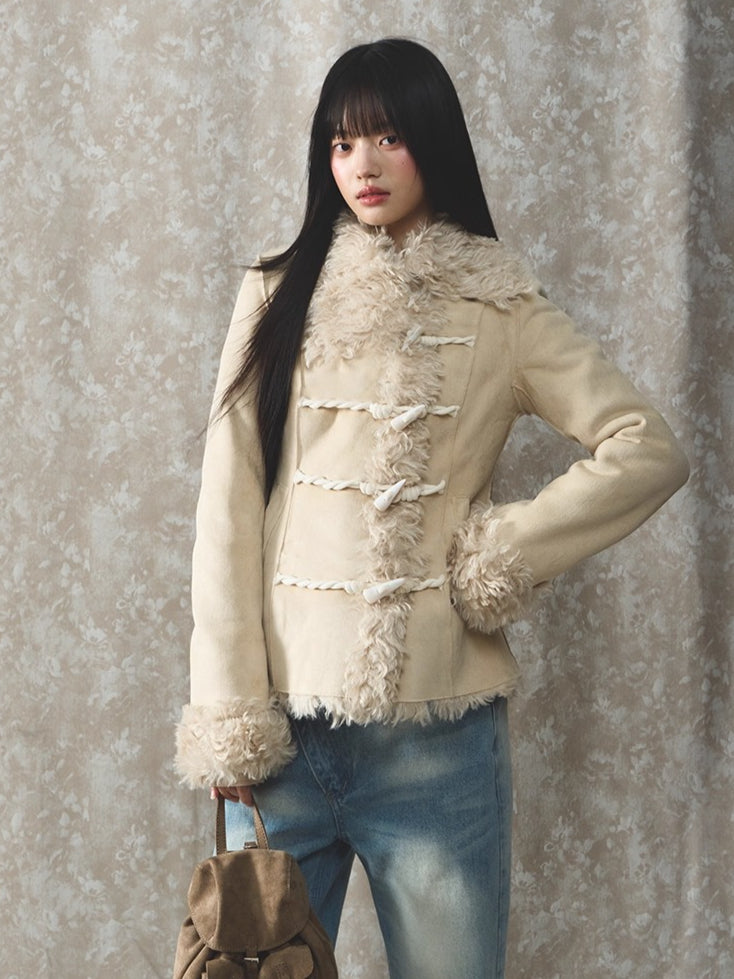 Shearling Lining Suede Duffle Jacket