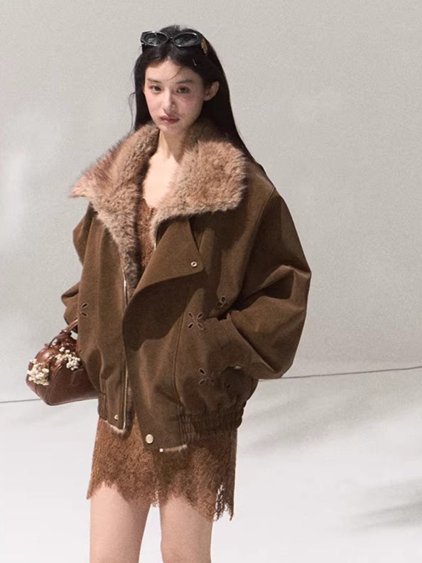 Fur-Collar Padded Short Jacket