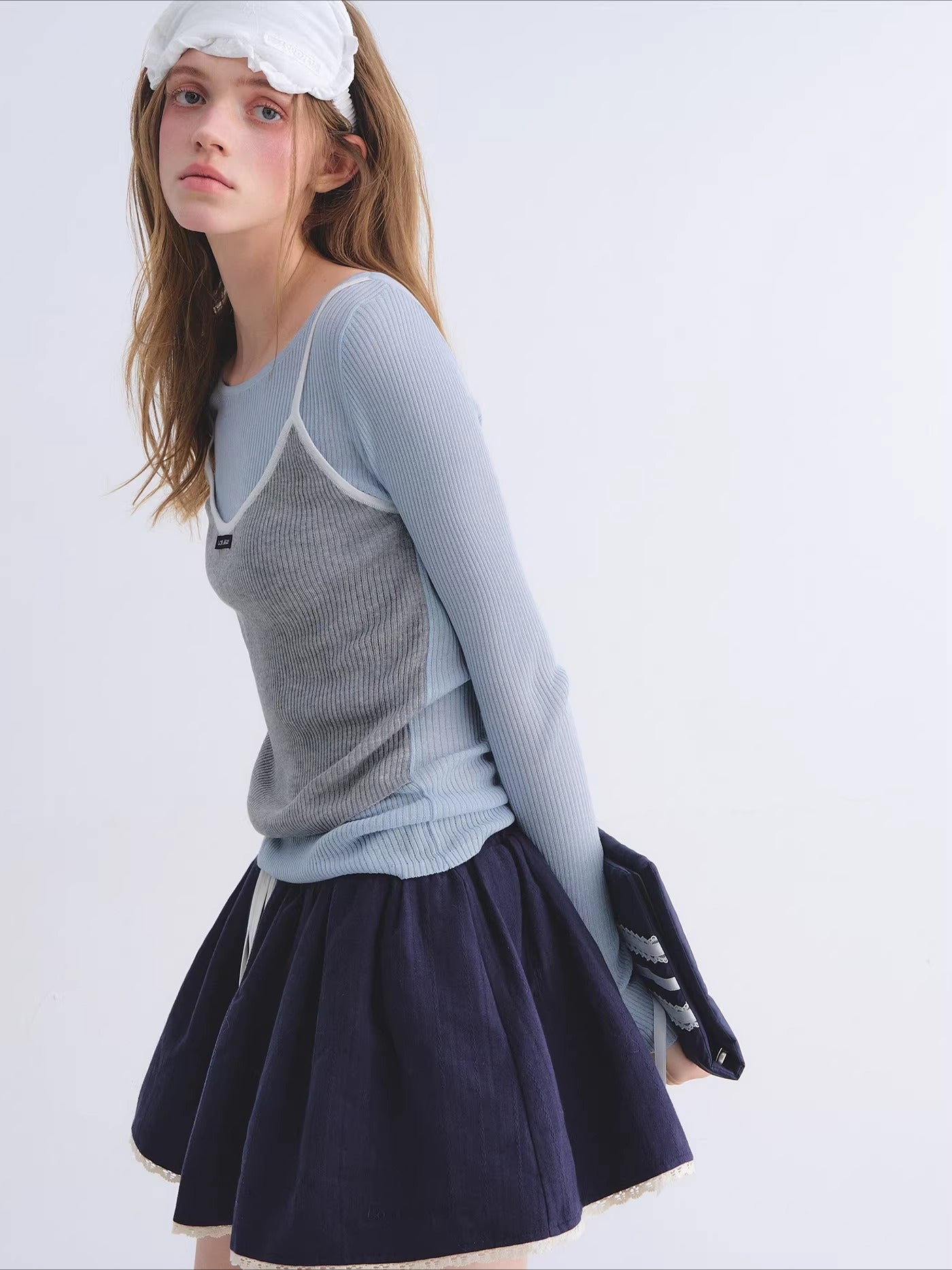 Layered Contrast Camisole Crewneck