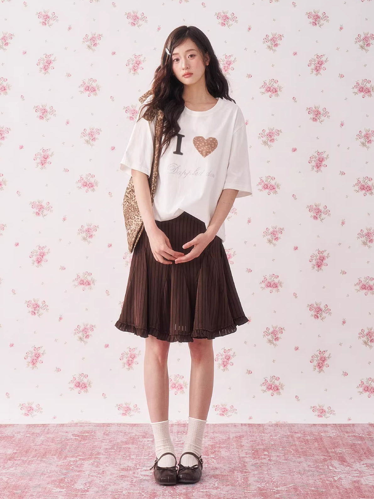 Rhinestone Deer Heart Relaxed Fit T-Shirt