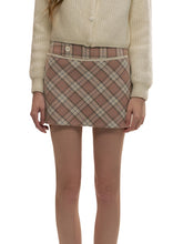 (Final Sale) Pink Plaid Wool Mini Skirt - CHINASQUAD