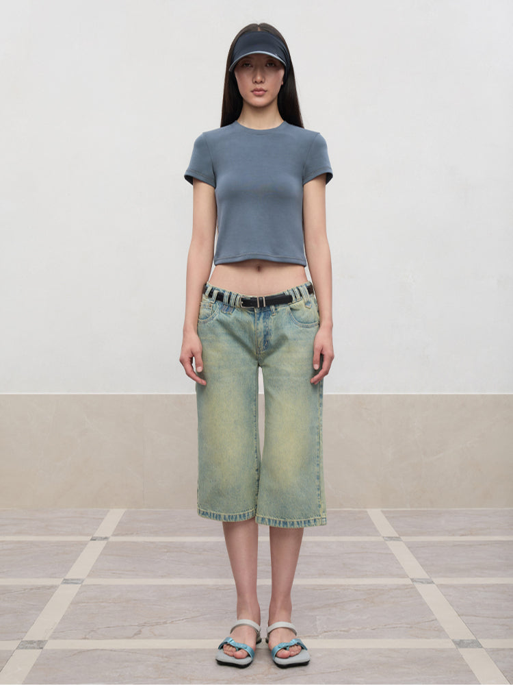 Regular-Shoulder Round Neck Short-Sleeve T-Shirt