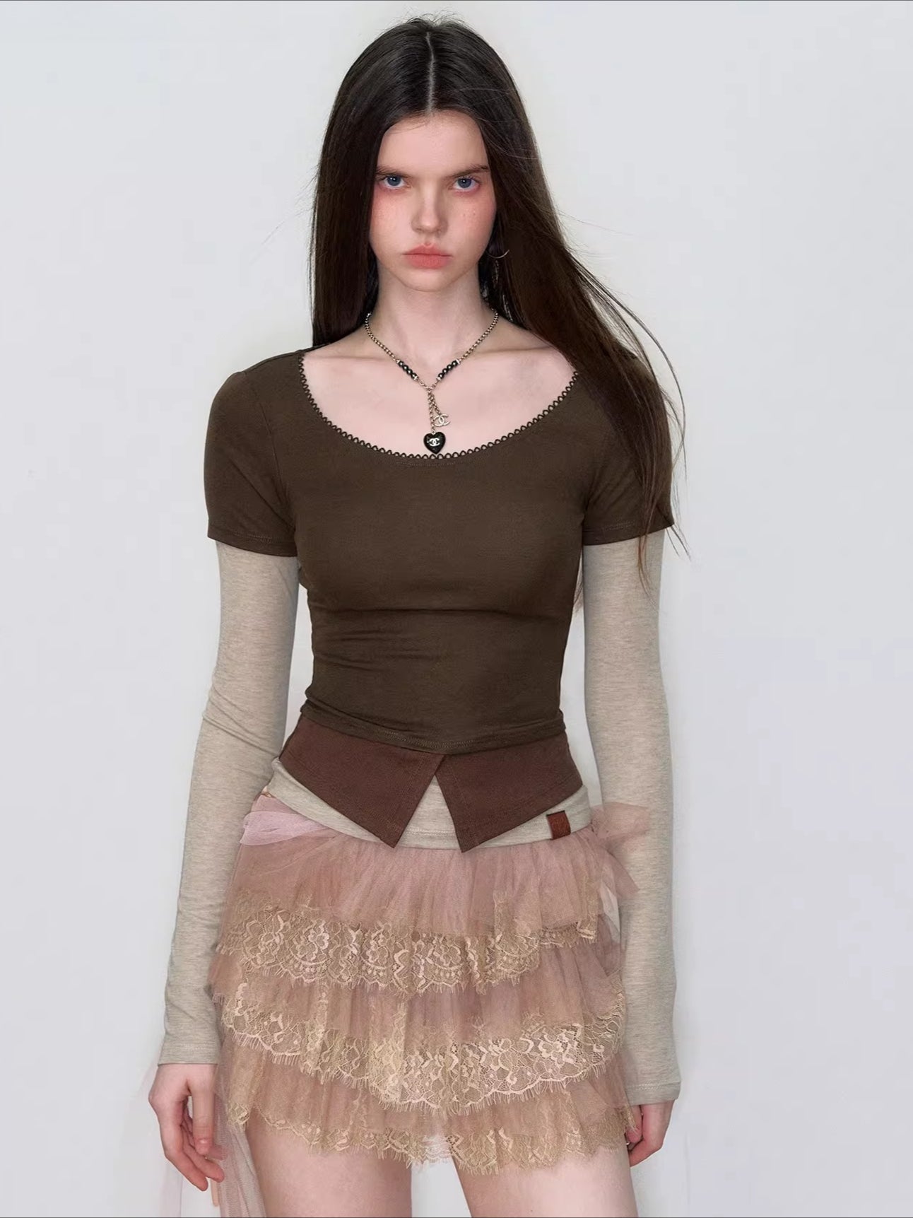 Faux Layered Long-Sleeve T-Shirt