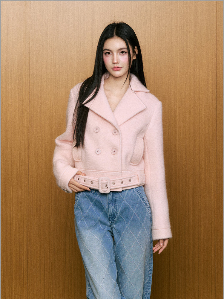 Pink Wool Short Jacket - CHINASQUAD