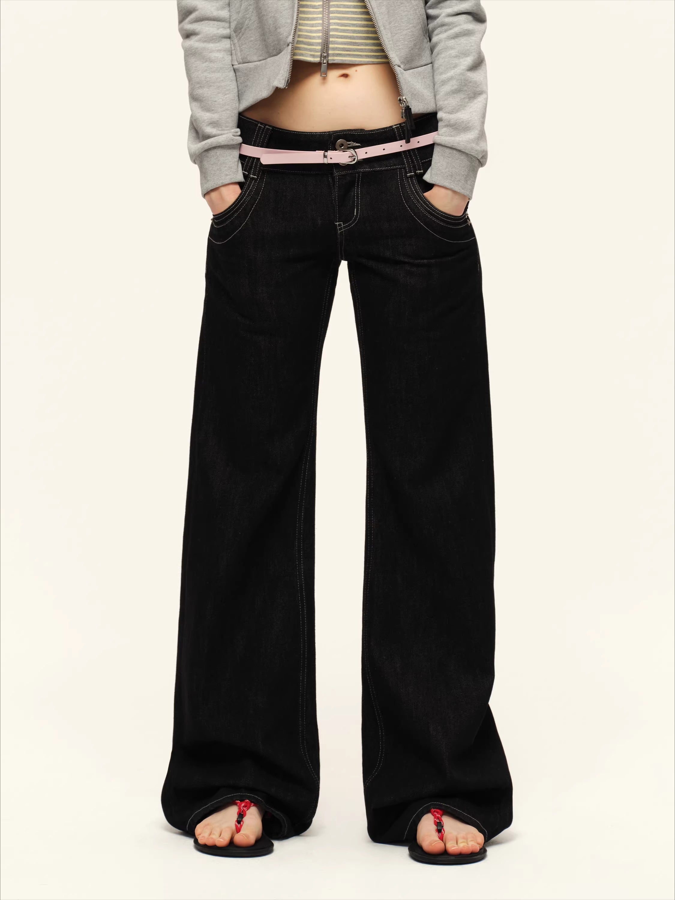 Denim Ultra-Low Rise Straight Jeans