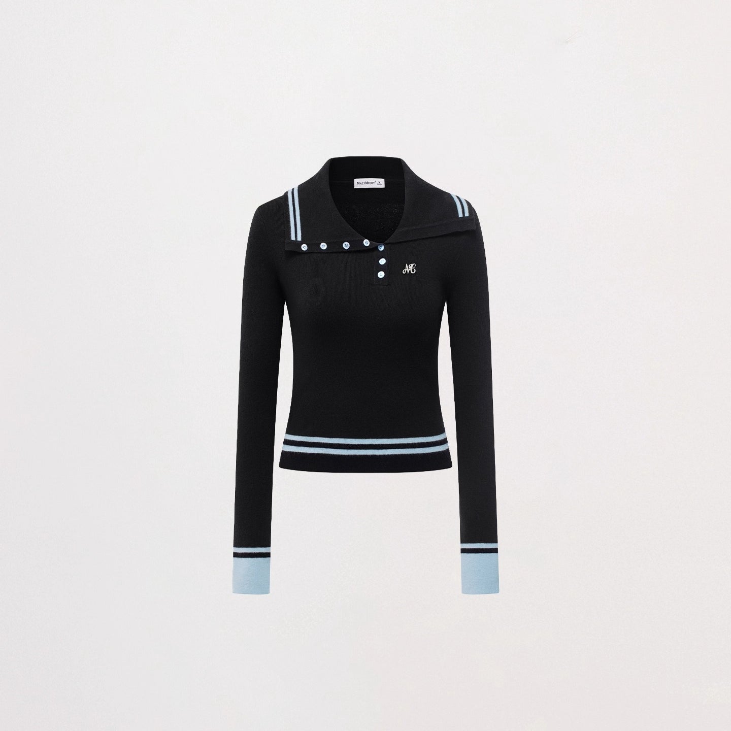 Sailor Collar Colorblock Knit V-neck - CHINASQUAD