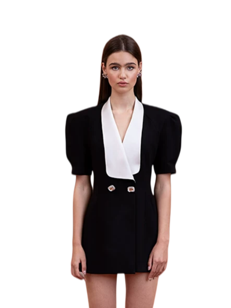 Puff Sleeve Cut-Out Open-Back Dress