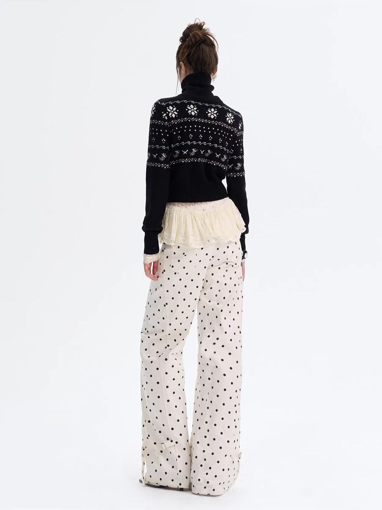 Fair Isle Wool Turtleneck Knit Sweater