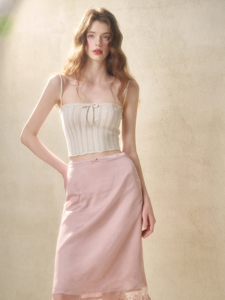 Embroidered Wool Hollow Cardigan & Tank Top Set - CHINASQUAD