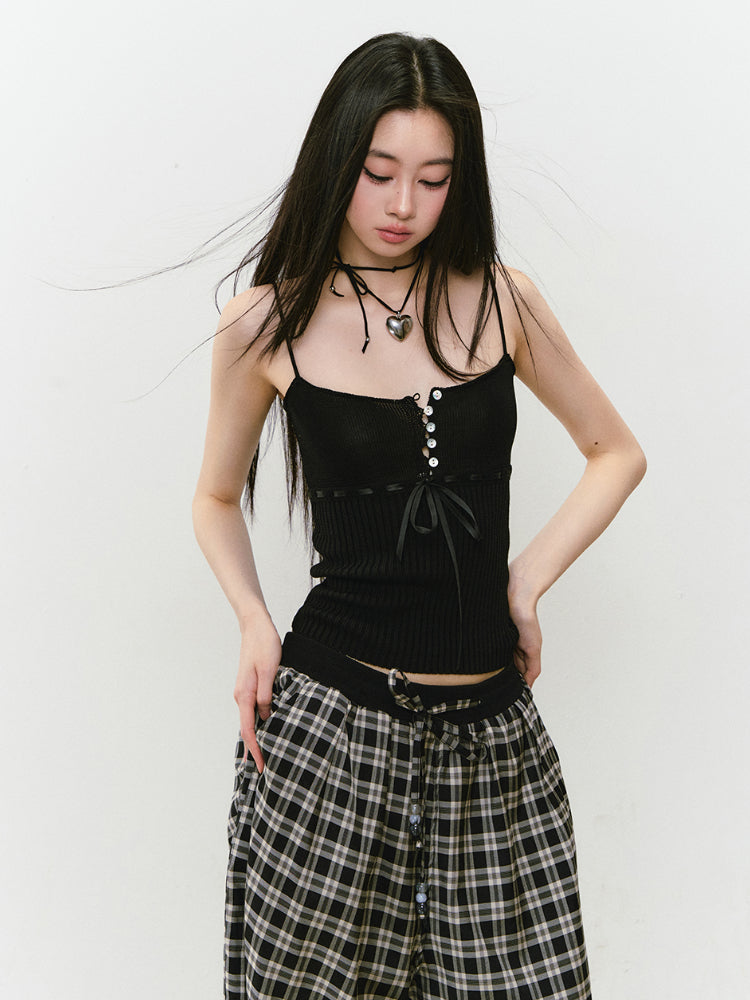 Button Lyocell Knit Tank Top - CHINASQUAD