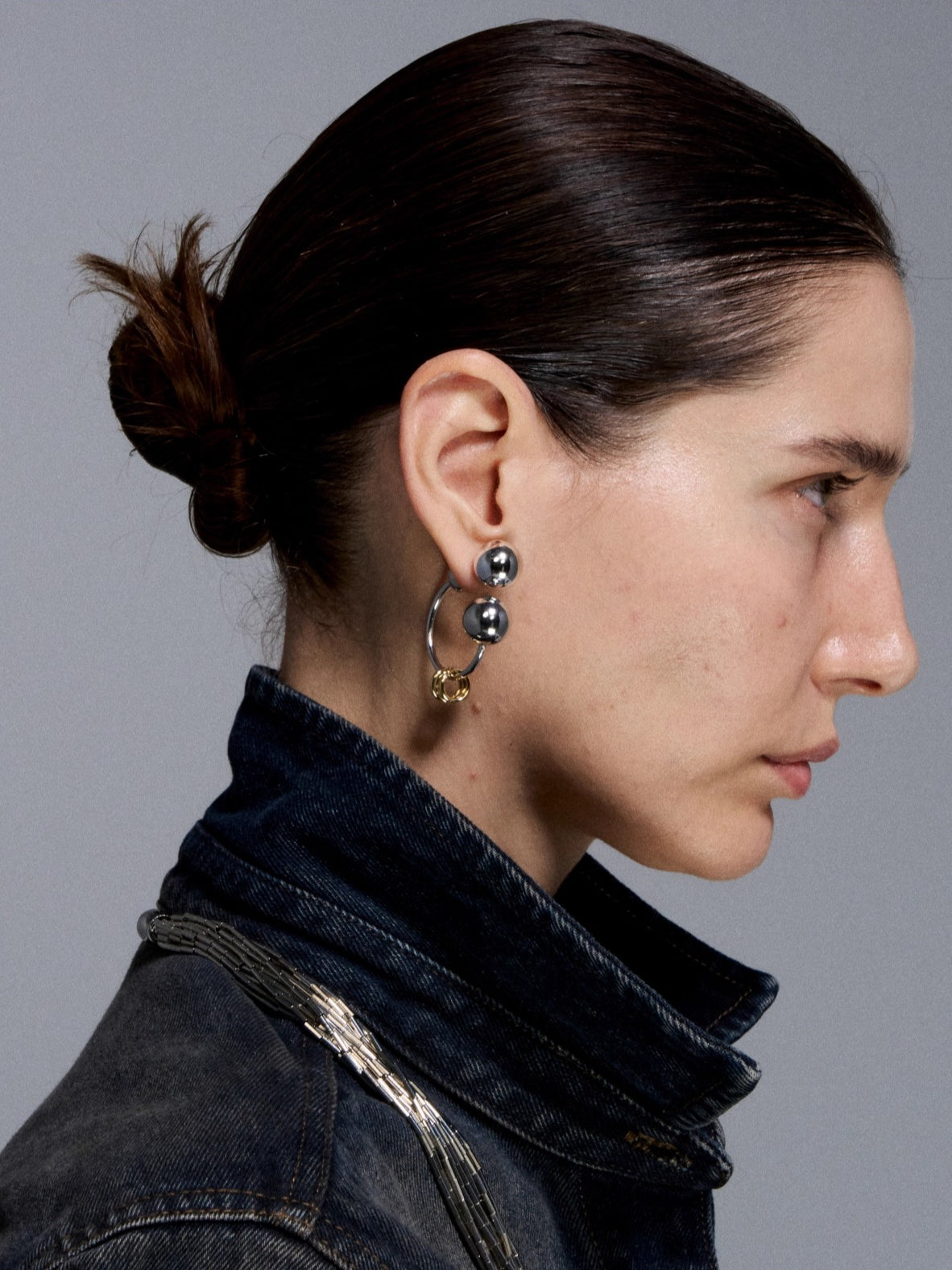 Reconstructed Dual-Tone Metallic Sphere Earrings