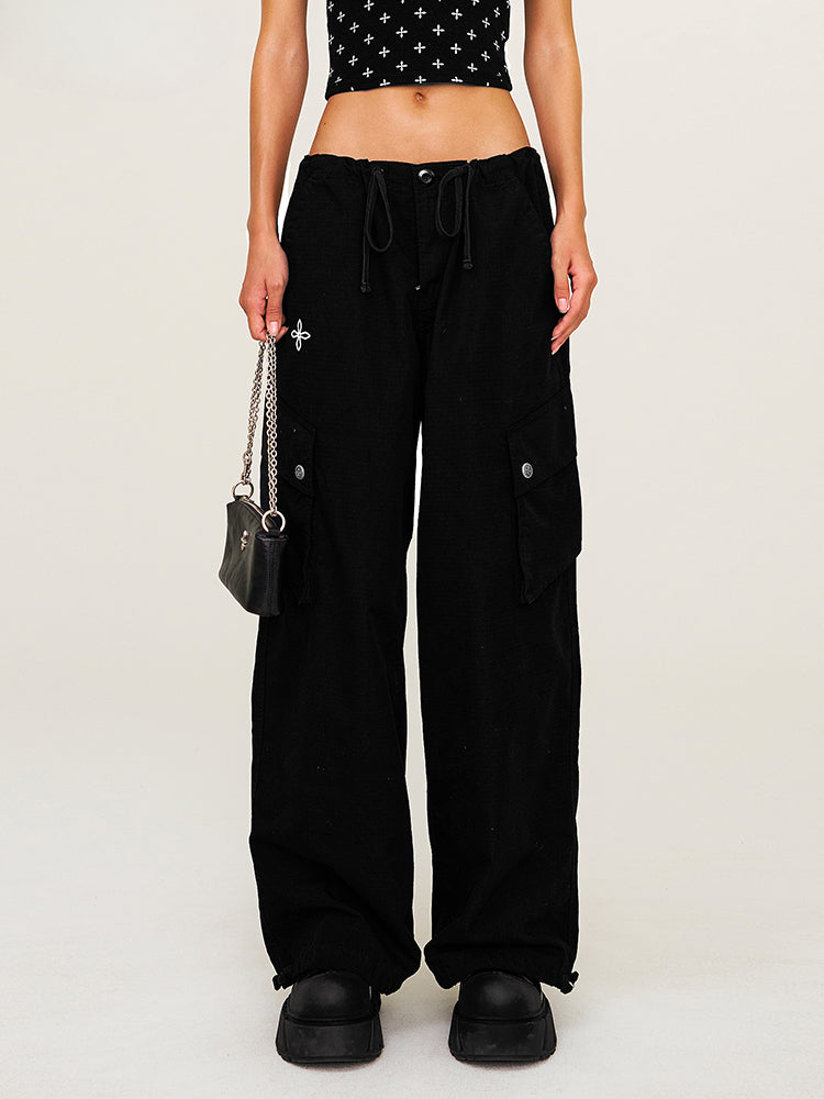 Drawstring - Adjustable Wide - Leg Utility Pants - CHINASQUAD