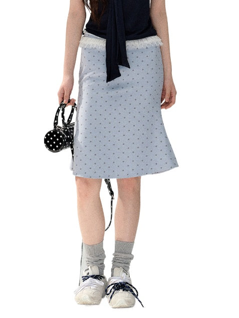 Two-tone Bodycon Polka Dot Straight Skirt - CHINASQUAD