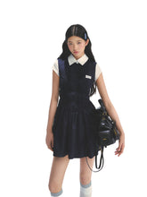 Miu-style Fake Two-piece Navy Blue Dress - CHINASQUAD