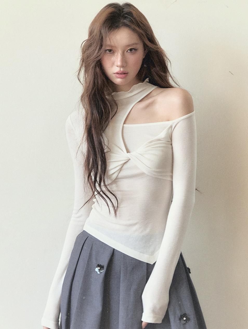 Cut-Out Tencel Long Sleeve T-shirt - CHINASQUAD