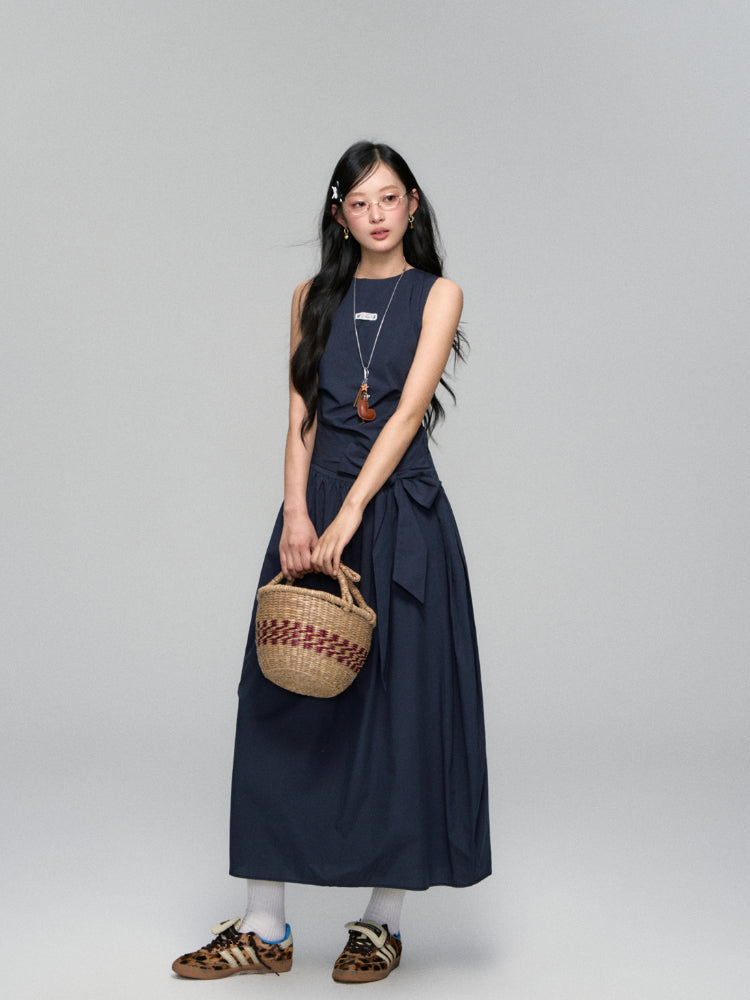 Sleeveless Tie-Waist A-Line Sundress - CHINASQUAD