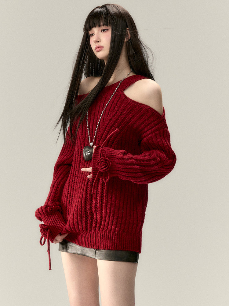 Two-Way Bowknot Irregular Sweater - CHINASQUAD