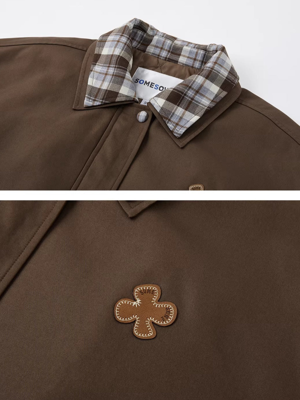 Double-Collar Plaid Patchwork Padded Jacket