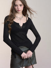 Irregular Knit Waist-Cinched Long-Sleeve Tee - CHINASQUAD