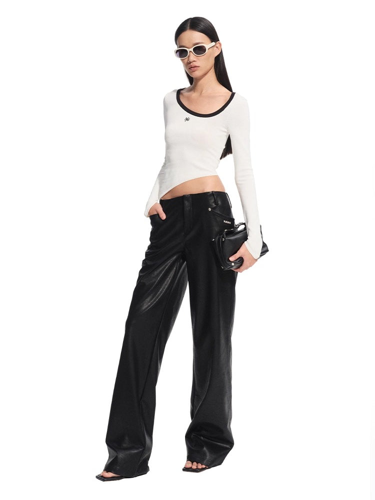 Matte Mid-Rise Leather Pants - CHINASQUAD
