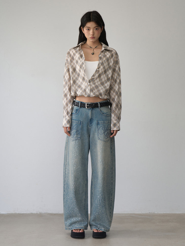 Two-piece Look Checked Long-sleeve Shirt - CHINASQUAD