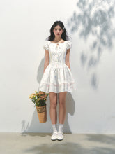 Puff Sleeve Printed Waist - cinching Dress - CHINASQUAD