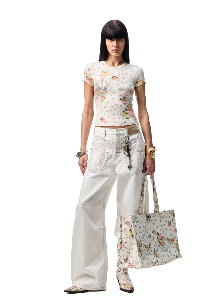 Floral-Printed Tote Bag - CHINASQUAD