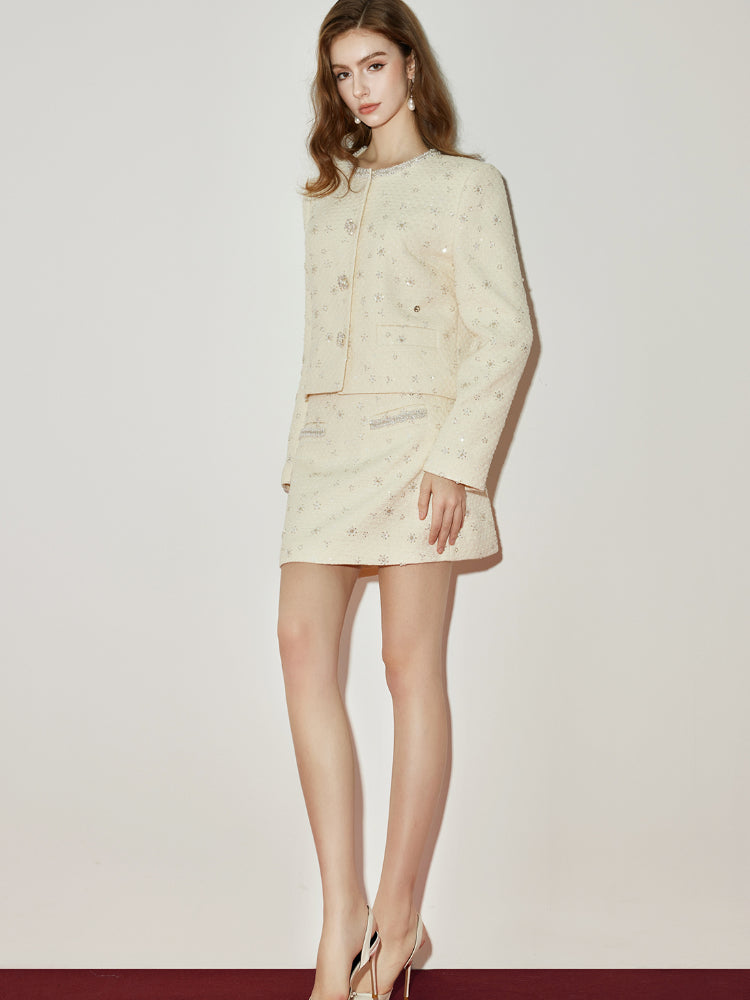 Jacket & Classic Pearl Tweed Skirt Set - CHINASQUAD
