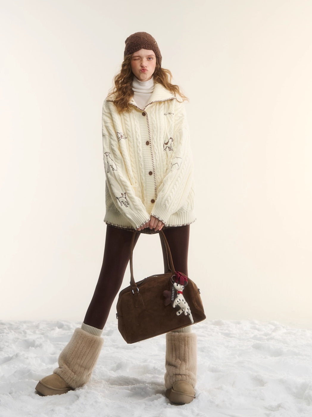 Stand-Collar Relaxed Cardigan